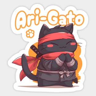 Ari-Gato kawaii black ninja thank you cat Sticker